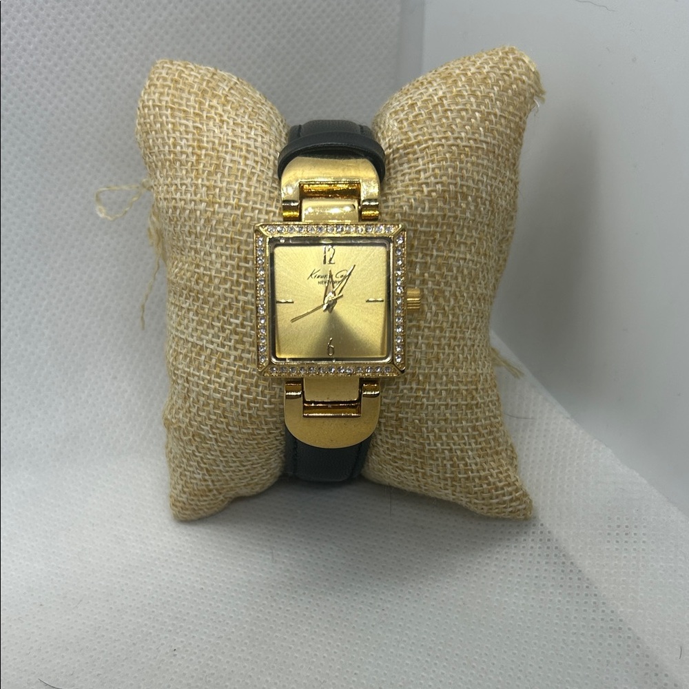 Gold and Black Women's Watch with rhinestones